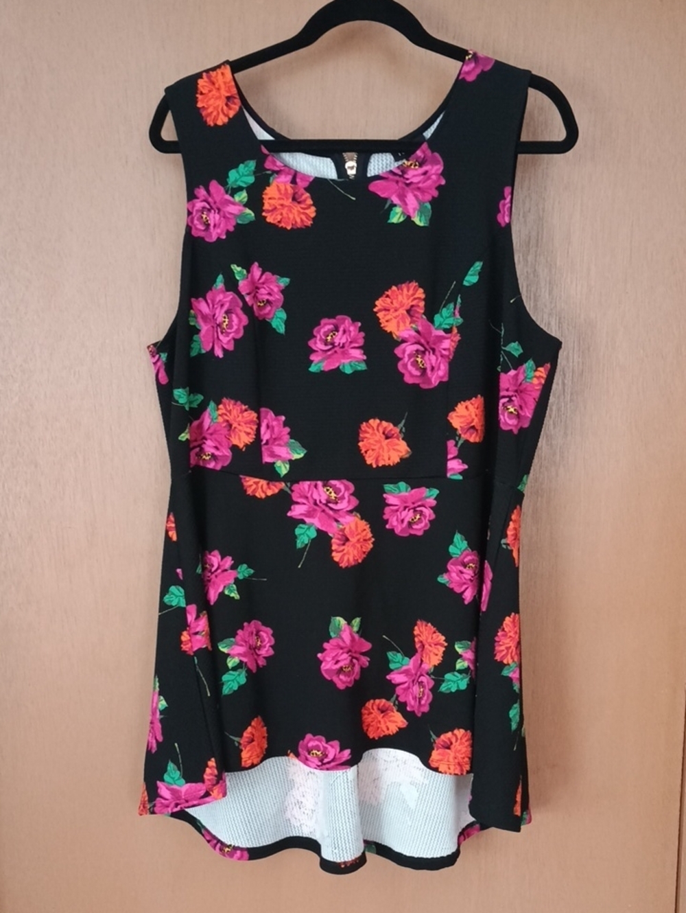 torrid Black Tank with Pink & Orange Floral Design